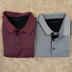 John Varvatos Polo Shirt Mens S Red Gray Classic Designer Finance Bro Lot of 2
